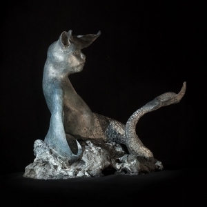Gattasirena - Bronzo, h 30 cm